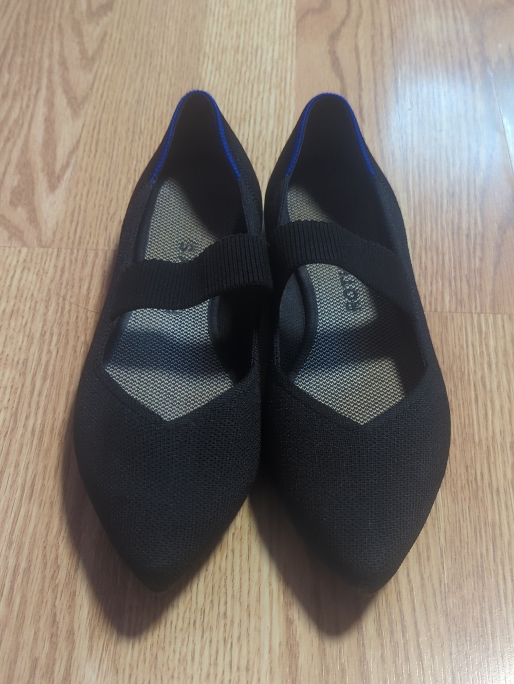 Rothy's Black Pointed Mary Jane Flats with Elastic Strap